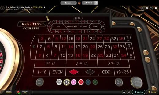 Lightning Roulette live